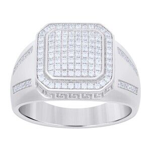 925 Sterling Silver Mens Cubic-Zirconia Fashion Ring Size 12